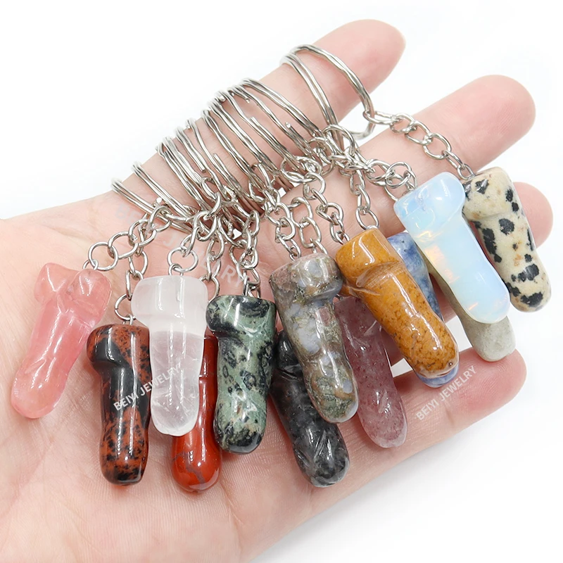 Healing Crystal Set - 10Pcs/Set Penis Pendant Carved Natural Stone