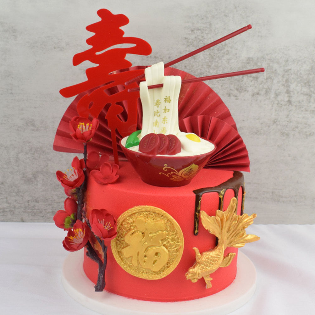 Longevity Health & Wellness Hotel Adults Only - 3Pcs Longevity Noodles Cake Decor Blessing