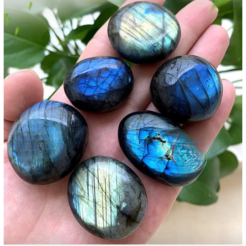 Healing Crystal Set - 2-Piece Natural Labradorite Palm Stones Set