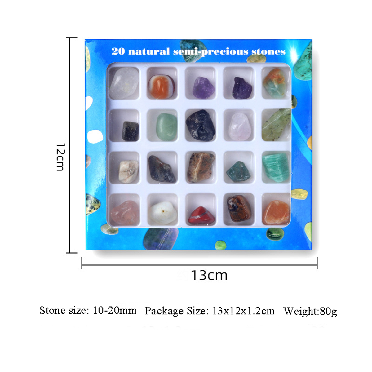 20pcs Crystal Chakra Set Squar - Healing Crystal Set ulasan dan harga