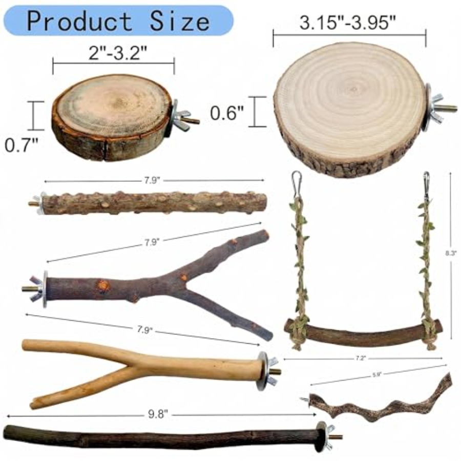 8PCS natural wood bird perches - Health & Wellness Studio ulasan dan harga