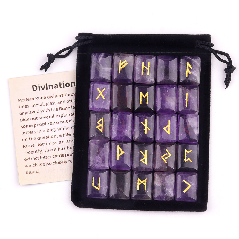 25PCS Runes Stones Set Engrave - Healing Crystal Set ulasan dan harga