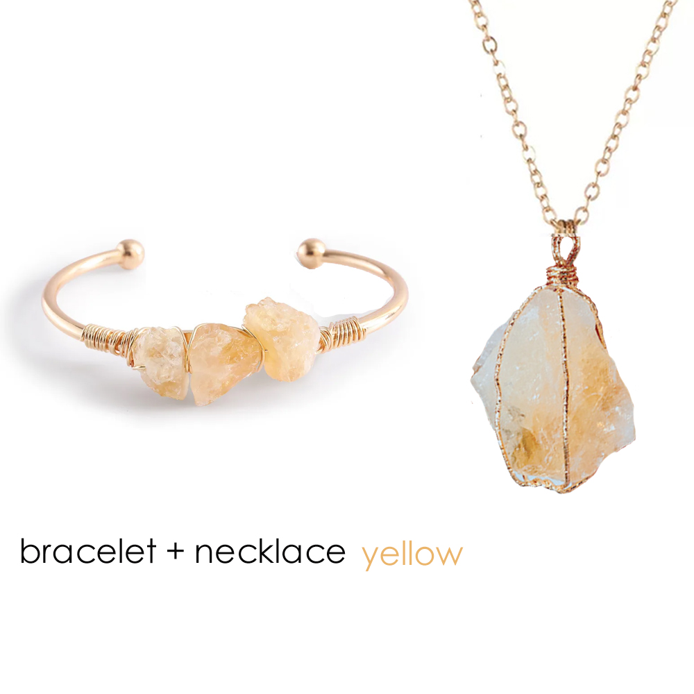 Natural Stone Open Cuff Bangle - Healing Crystal Set ulasan dan harga